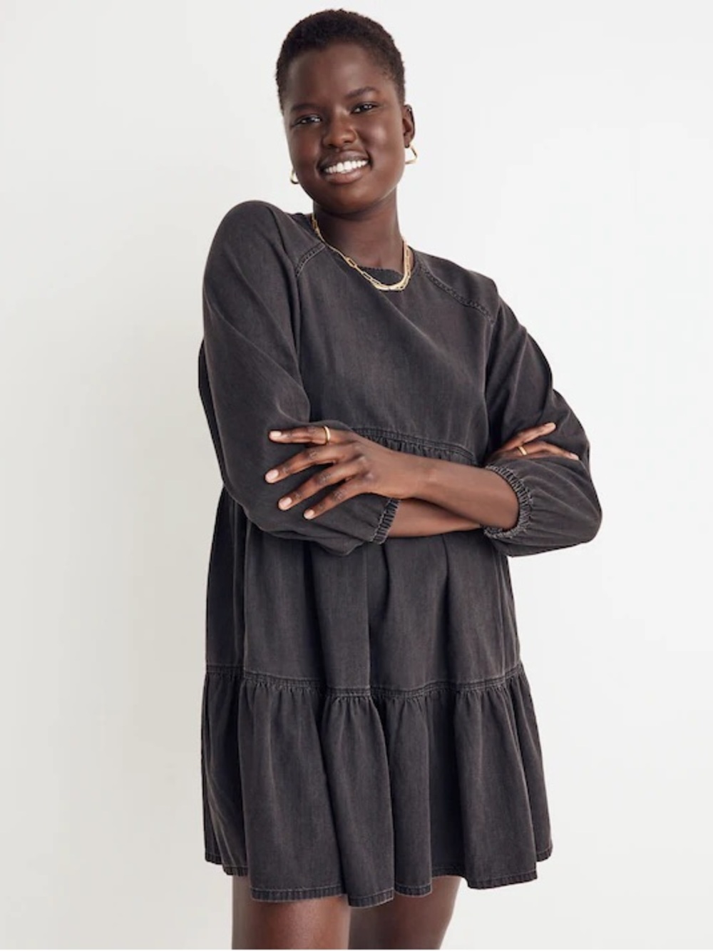 Madewell Denim Raglan-Sleeve Mini Dress | XS
